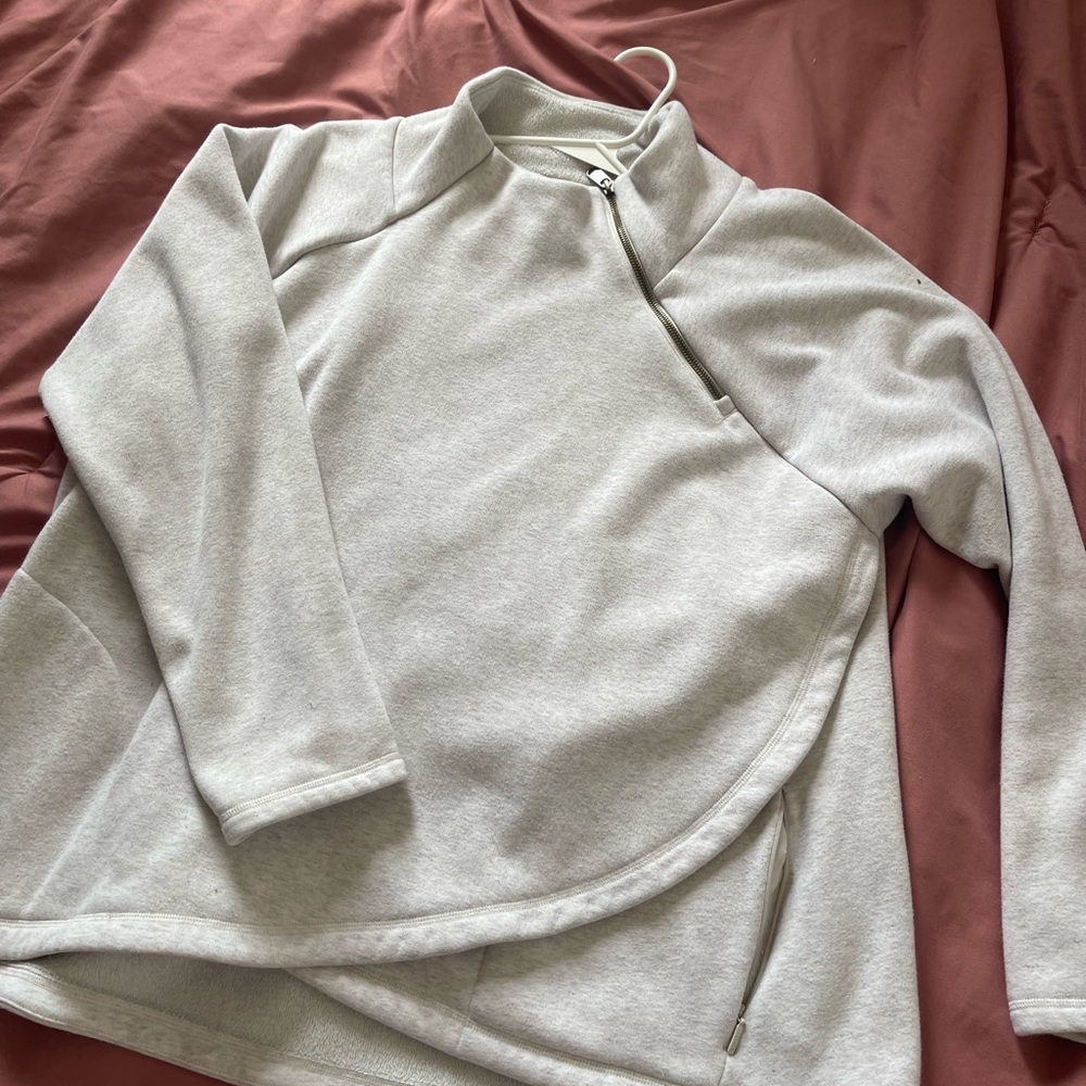 Athleta Toasted Heather Asymetical Quarter-Zip Pullover